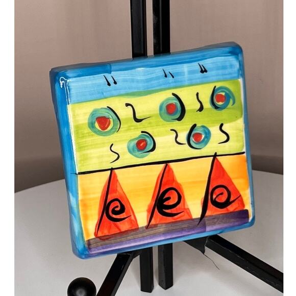 VTG 1990s Postmodern English Country Pottery Trivet Jennifer Eerdsmans - Picture 2 of 8